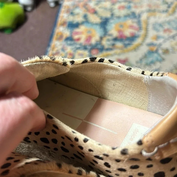 👣Dolce Vita Women’s 9 platform hide on leather and linen sneaker - Picture 4 of 6